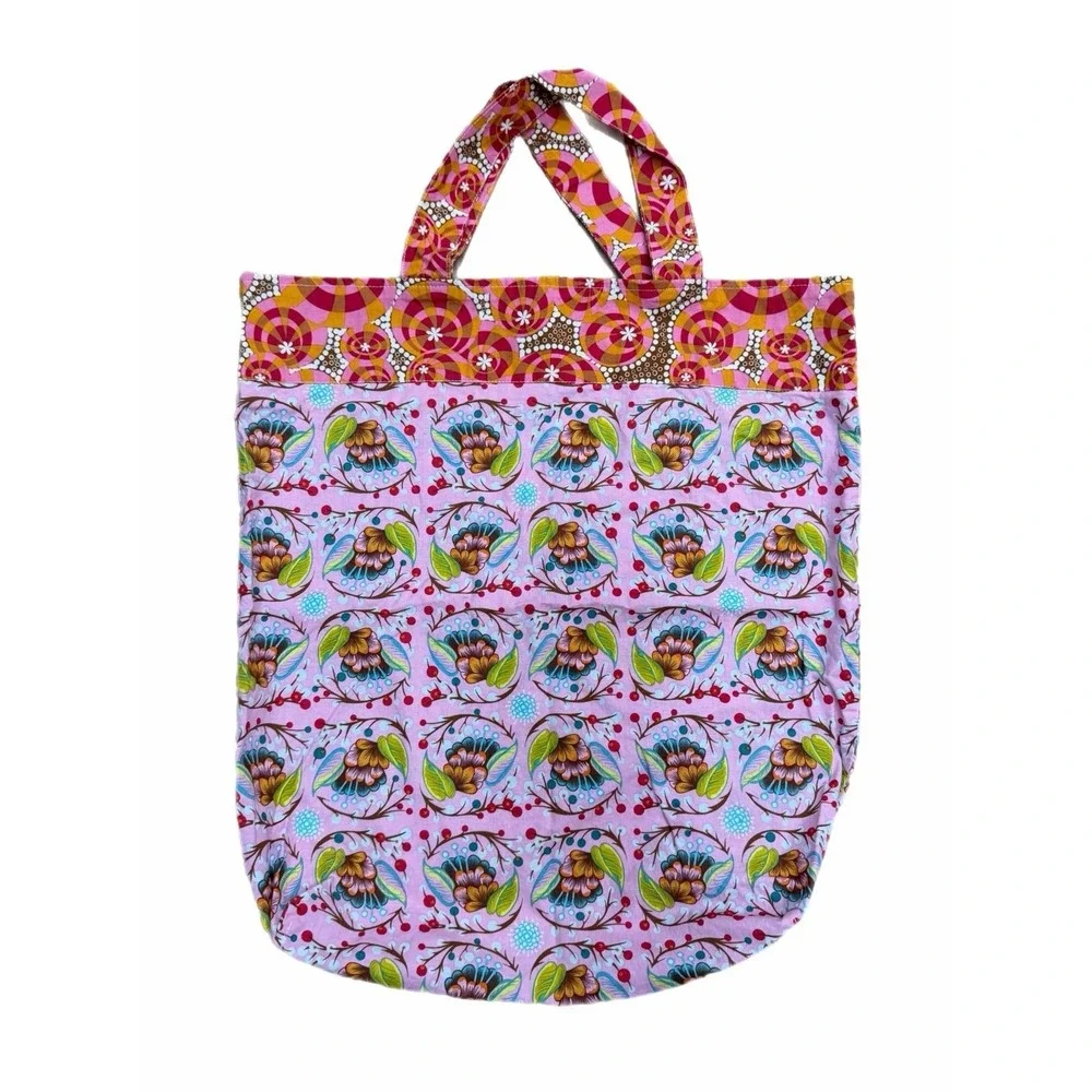 Chez Martine Floral Tote Bag Reusable‎ Fabric Shopping Market Bag Handmade